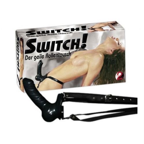 Strap-on You2Toys Switch!, lateks, 19 cm, črne barve