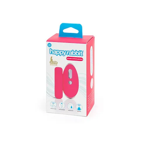 Vibracijske hlačke Happy Rabbit, brezžični upravljalnik, USB-polnjenje, roza stimulator + črne hlačke