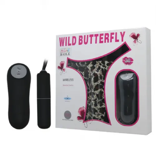 Vibracijske tangice Lybaile Wild Butterfly, brezžični upravljalnik, črn stimulator + tigraste tangice