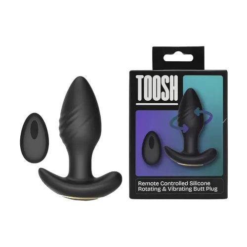 Vibracijski analni čep Tooch Rotating & Vibrating, daljinsko upravljanje, 8,5 cm, silikon/ABS, črne barve
