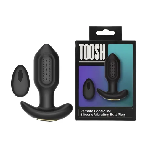 Vibracijski analni čep Toosh Remote Controlled I, 10 načinov vibracij, daljinsko upravljanje, silikon in ABS plastika, črne barve