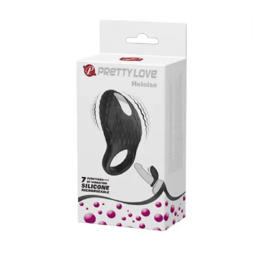 Vibracijski erekcijski obroček Pretty Love Heloise, USB-polnjenje, črn