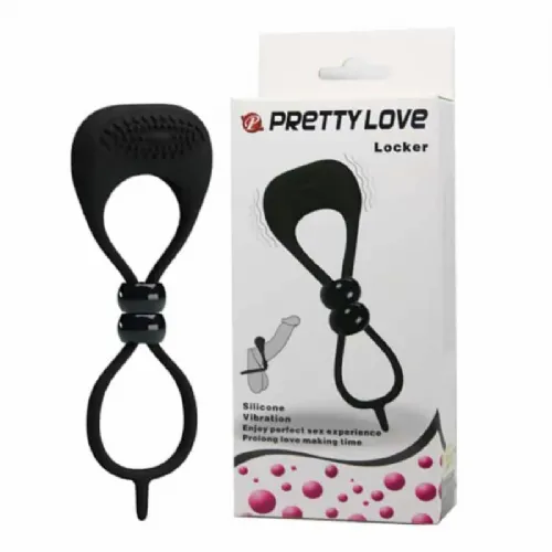 Vibracijski erekcijski obroček Pretty Love Locker, črn