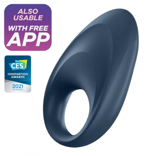 Vibracijski erekcijski obroček Satisfyer Mighty One, USB-napajanje,aplikacija, moder