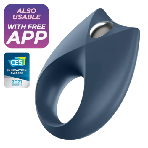 Vibracijski erekcijski obroček Satisfyer Royal One, USB-polnjenje, aplikacija, moder