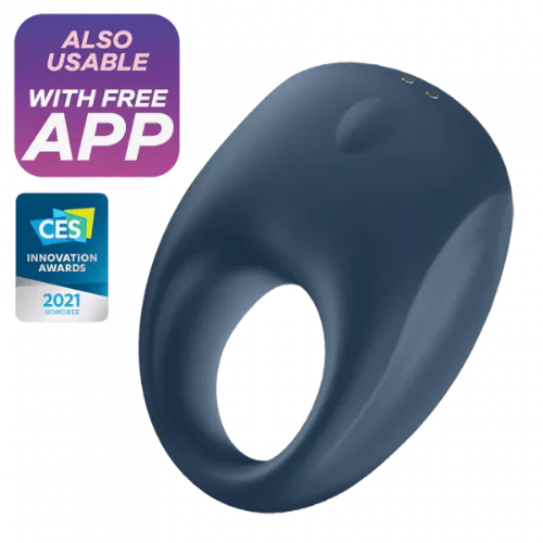 Vibracijski erekcijski obroček Satisfyer Strong One, USB-napajanje, aplikacija, moder