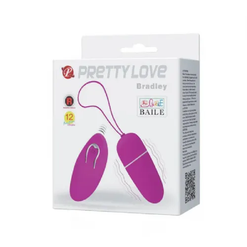 Vibracijski jajček Pretty Love Bradley, brezžični upravljalnik, klasične baterije, vijoličen