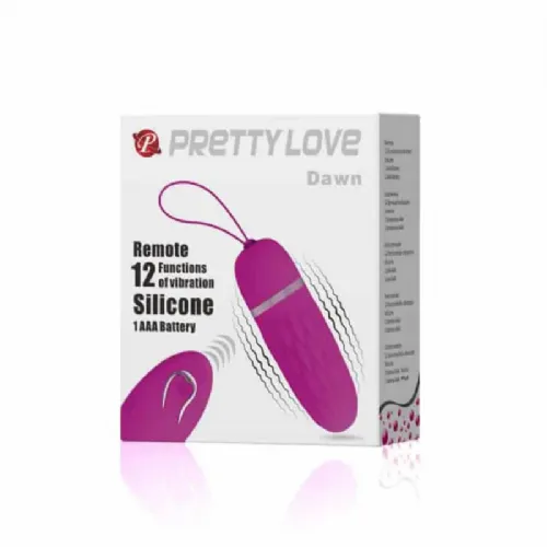 Vibracijski jajček Pretty Love Dawn, brezžični upravljalnik, klasične baterije, vijoličen