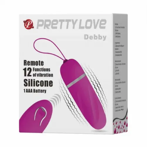 Vibracijski jajček Pretty Love Debby, brezžični upravljalnik, klasične baterije, vijoličen