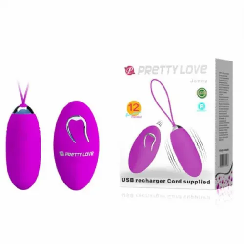 Vibracijski jajček Pretty Love Jenny, brezžični upravljalnik, USB-polnjenje, vijoličen