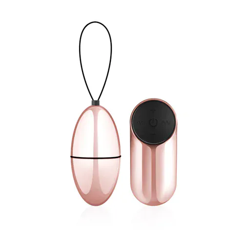 Vibracijski jajček Rosy Gold Vibrating Egg, brezžični upravljalnik, klasične baterije, zlato roza