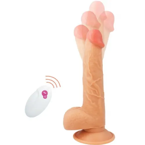 Vibracijski penis Cyber Mr. John, brezžični daljinski upravljalnik, 24 cm, USB-polnjenje, svetle kožne barve