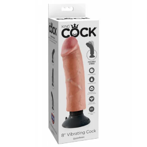 Vibracijski penis King Cock 8, 18,8 cm, 3 x AAA, svetle kožne barve