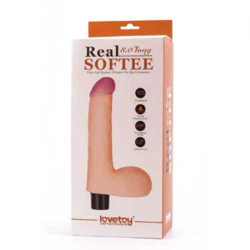 Vibracijski penis Lovetoy Real Softee #4, 20,5 cm, 2 x AA, svetle kožne barve