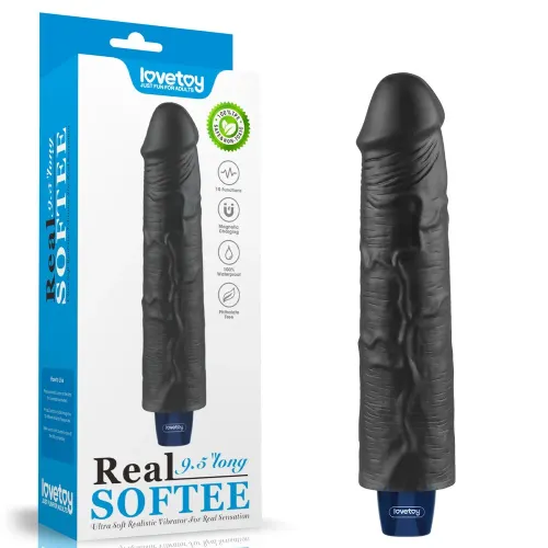 Vibracijski penis Lovetoy Real Softee Black, 24 cm