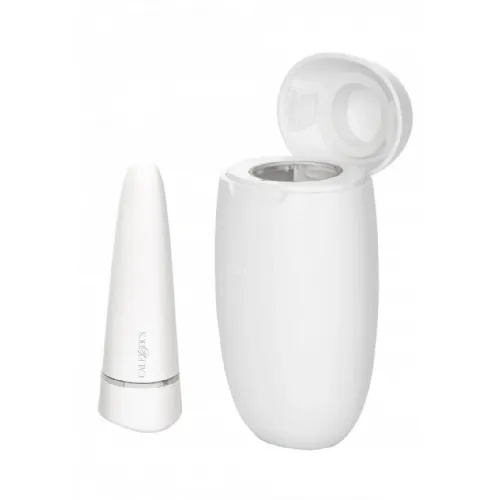 Mini vibrator Calexotics My Pod, dezinfekcijsko ohišje, 8,9 cm, USB-polnjenje, bel