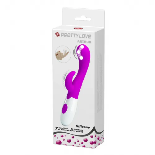 Rabbit vibrator Pretty Love Arthur, 2 x AAA, belo-vijoličen
