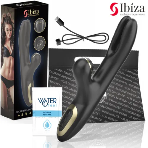 Vibrator Rabbit Ibiza Suction Clamping, črn