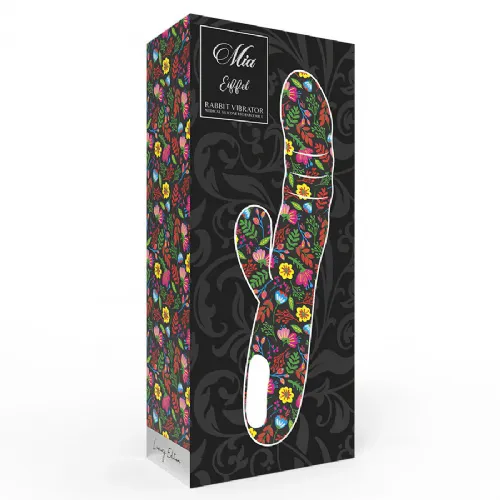 Rabbit vibrator Mia Eiffel Torquoise, USB-polnjenje, cvetlični vzorec
