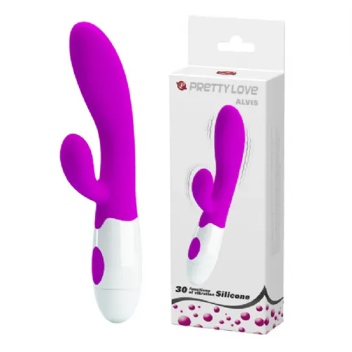 Rabbit vibrator Pretty Love Alvis, 2 x AAA, vijoličen