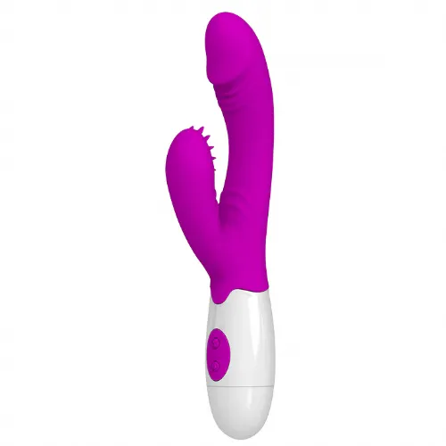 Rabbit vibrator Pretty Love Andre, 2 x AAA, belo-vijoličen