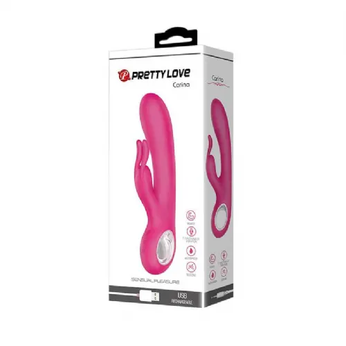 Rabbit vibrator Pretty Love Carina, USB-polnjenje, roza