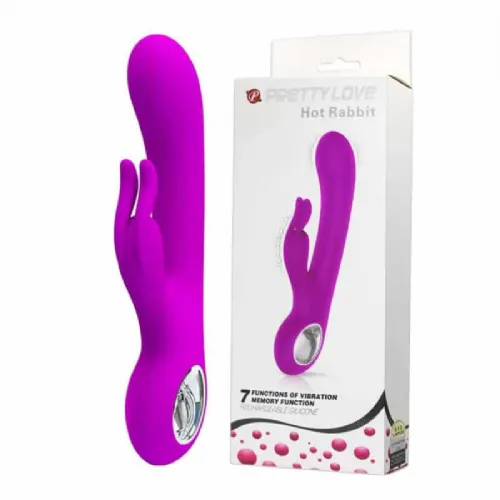 Rabbit vibrator Pretty Love Hot, USB-napajanje, vijoličen