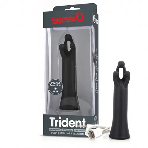 Vibrator The Screaming O Trident, 13 cm, USB-polnjenje, črn