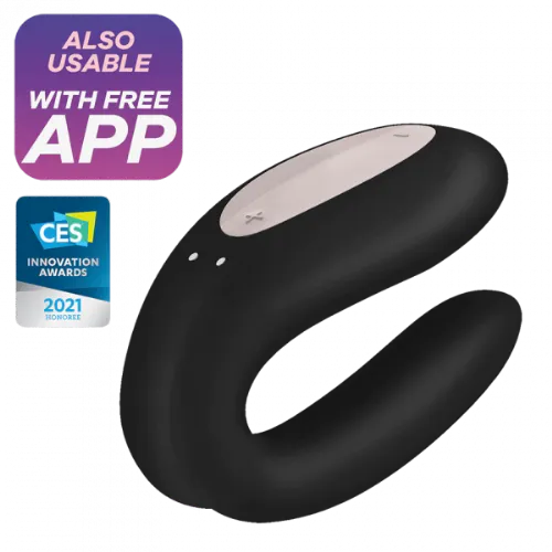 Vibrator za pare Satisfyer Partner Double Joy, aplikacija, 9,1 cm, USB-polnjenje, črn