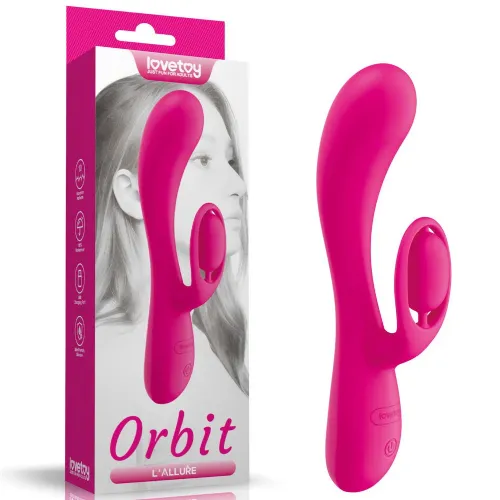 Vibrator Rabbit Lovetoy L'Allure Orbit,  dvojna stimulacija, vodoodporen, 19,5 cm, roza barve