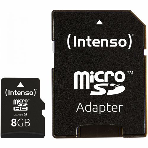 Spominska kartica Intenso MicroSDHC, 8 GB, 20 MB/s + adapter