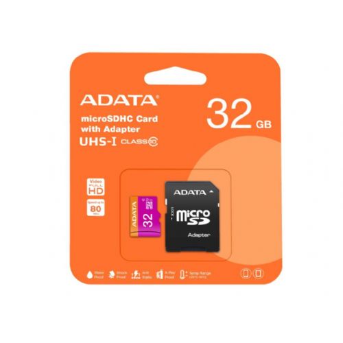 Pomnilniška kartica ADATA microSDHC 32GB UHS-I Class10 (A1V10), z adapterjem