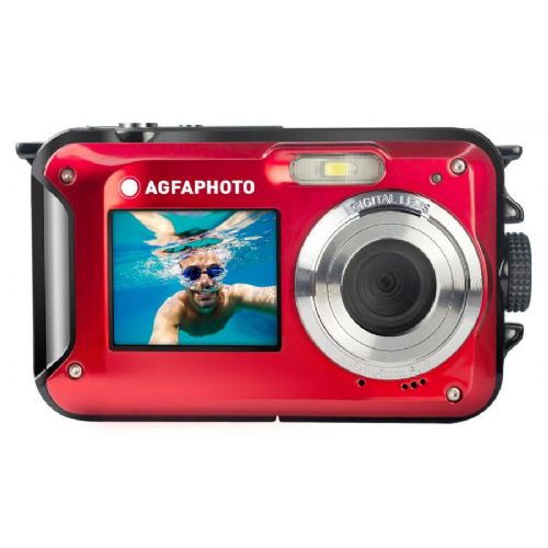 Vodoodporni digitalni fotoaparat AgfaPhoto Realishot WP8000, 24 MP interpolacija, Full HD video, dvojni zaslon, vodoodpornost do 3 m, rdeče barve