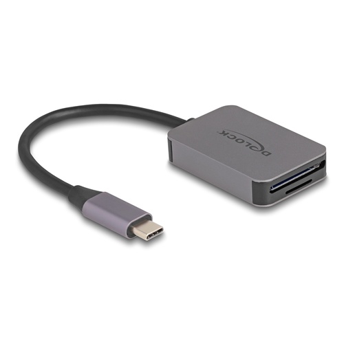 Čitalec spominskih kartic Delock USB-C 3.2 Gen 1 SD/microSD, hitrost 5 Gbit/s, siva