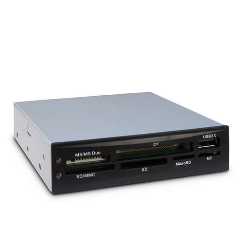 Čitalec spominskih kartic Inter-Tech CI-02 črn, vgradni, USB 2.0, podpora SD/MMC/MS/CF/xD/MicroSD karticam, hitrost prenosa do 480 Mbit/s