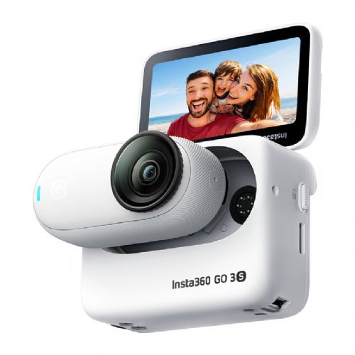 Športna kamera Insta360 GO 3S 64GB bela, 4K Ultra HD, stabilizacija FlowState, vgrajen zaslon na dotik, vodoodporna IPX8, Wi-Fi/Bluetooth