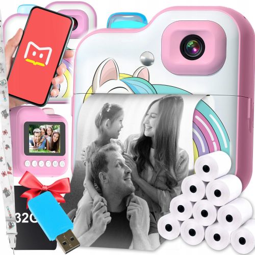 Otroški LCD instant fotoaparat s tiskalnikom + 32GB Micro SD kartica