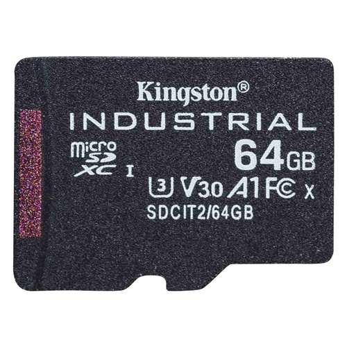 Pomnilniiška kartica Kingston Industrial 64 GB microSDHC, UHS-I U3, Class 10, V30, A1, črna