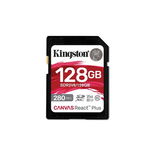 Pomnilniška karitca Kingston Canvas React Plus 128 GB SDXC (UHS-II U3, Class 10, V60, A1)
