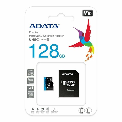 Pomnilniška kartica Adata Premier 128 GB microSDXC UHS-I U1, Class 10, V10, A1