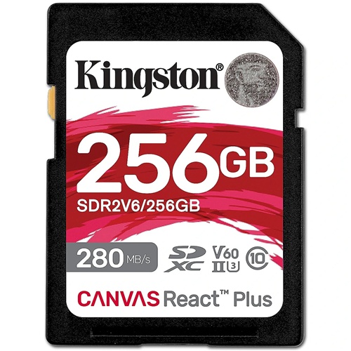 Pomnilniška kartica Kingston Canvas React Plus 256 GB SDXC (UHS-II U3, Class 10, V60, A1)