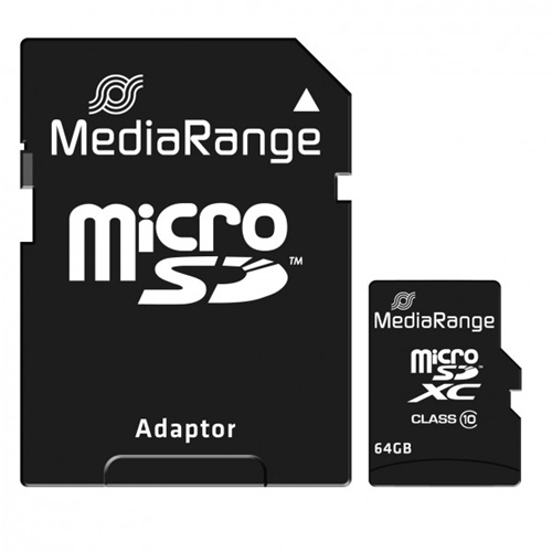 Pomnilniška kartica MediaRange 64GB microSDXC, Class 10, črna