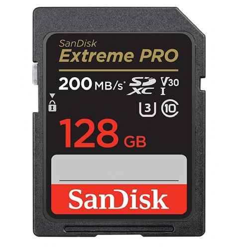 SanDisk Extreme PRO 128GB SDXC spominska kartica 200MB/s & 90MB/s Branje/Pisanje UHS-I, Class 10, U3, V30