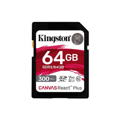 SD kartica SDXC KINGSTON 64GB Canvas REACT Plus, 300MB/260MB/s, UHS-II, C10, U3, V90 SDR2/64GB