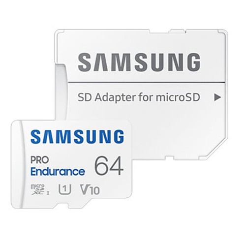 Spominska kartica Samsung Pro Endurance 64GB microSDXC, UHS-I U1, Class 10, V10, bela