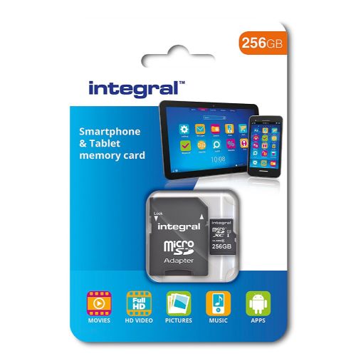 INTEGRAL 256GB SMARTPHONE & TABLET MICRO SDXC class10 UHS-I U1 90MB/s SPOMINSKA KARTICA+ SD ADAPTER - INMSDX256G10-90SPTAB 3