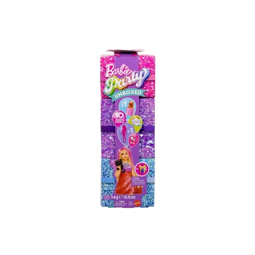 Akcijska figura Mattel Barbie Party Unboxed Barbie Glam Party Series  - rdeča lutka, od 3. let