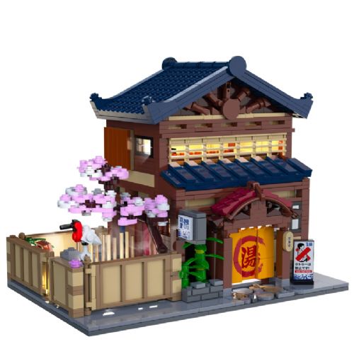 Sestavljiv model CaDA Japonsko “Sento” kopališče C66012W, 1249 kosov, svetlobni modul, modularna zasnova