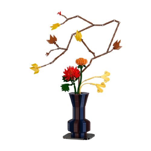 Cvetlični model iz kock CaDA C59025W Oriental Floral Art Autumn, 795 kosov, dekorativni jesenski cvetlični aranžma, za starost 8+ let