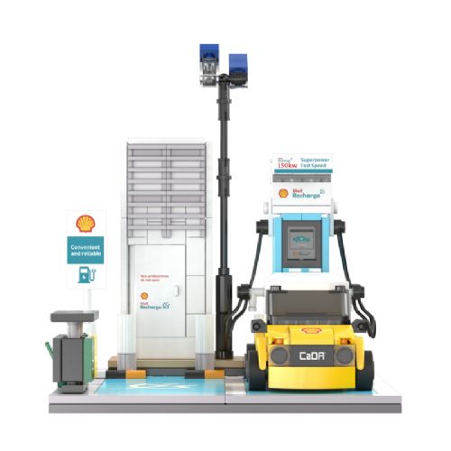 Sestavljiv model CaDA Shell avto polnilnica C66029W, 308 kosov, uradna licenca, priložen mini električni avto
